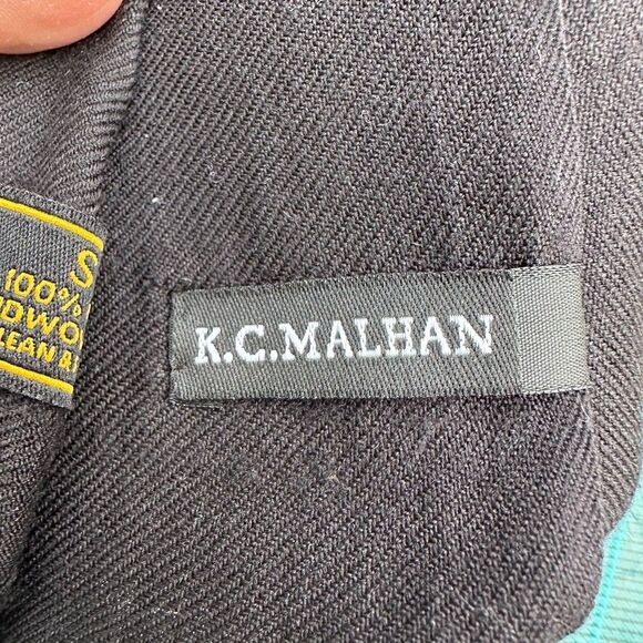 Vintage KC Malhan Black 100% Silk Scarf Beaded Fringe 84 inches Length Luxury - Picture 5 of 6